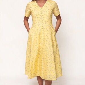 Ivy City Co Allie Yellow Floral Midi Dress